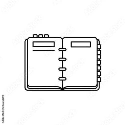 Minimalist Bullet Journal Spread Icon Depicting a Notebook with Blank Pages