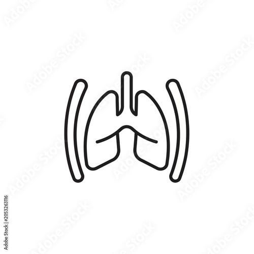 Breathing Room Icon Minimalist Monoline Vector Illustration of Lungs and Relaxation