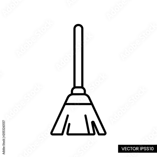 Broom Icon Monoline Illustration of a Cleaning Tool for Home or Office Design
