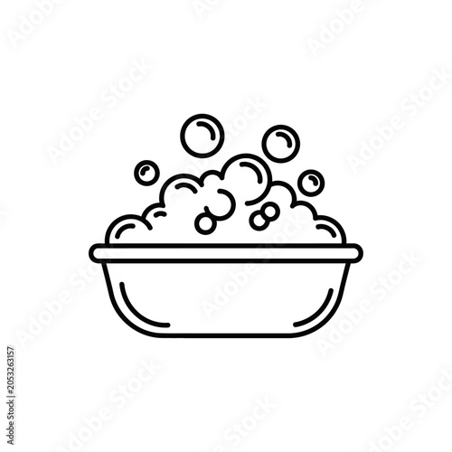 Minimalist Bubble Bath Icon in Monoline Style for Spa and Wellness Design