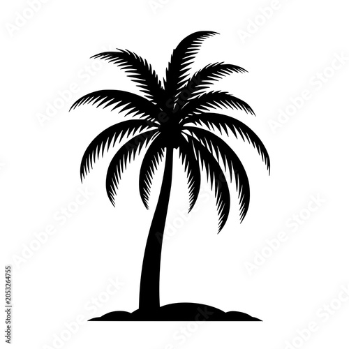 palm silhouette. tropical island illustration.