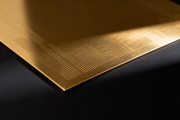 Golden metallic plate with engraved patterns