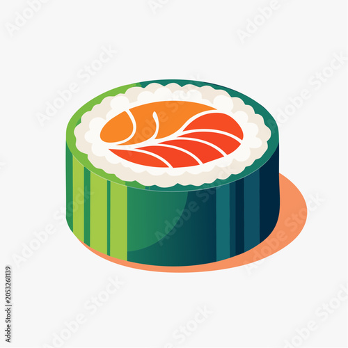 Salmon Sushi Roll Illustration