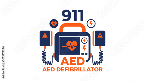 Konstfotografi AED automated external defibrillator emergency equipment illustration