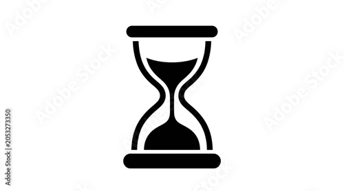 Black and white hourglass icon representing time deadline and concept