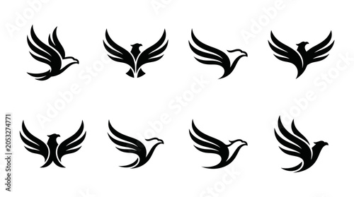 Foto Eagle Logo Set: Dynamic Flying and Perched Bird Icons