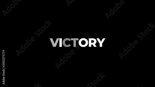 Victory Flicker Flash Victory Text Alpha Channel 4K