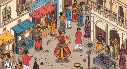 Traditional Indian dancer performing street dance.