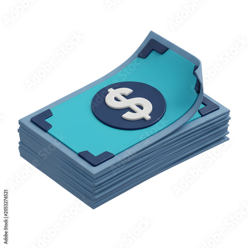 3D icon of a stack of dollar bills with a dollar sign