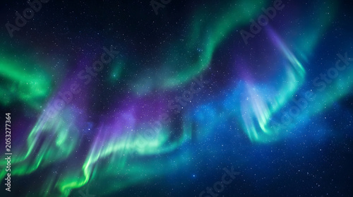 Vibrant Aurora Lights in Night Sky.