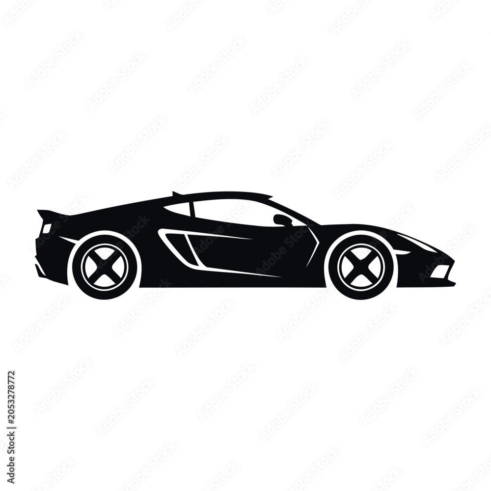 Fototapeta premium Modern Supercar Silhouette Vector, ai generated