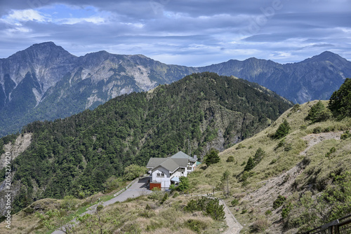 Beautiful View Of Hehuanshan East Peak With Abandoned Cable Car Station And  Taiwan Centuple Mountains, Taroko National Park, Nantou, Hualien, Taiwan