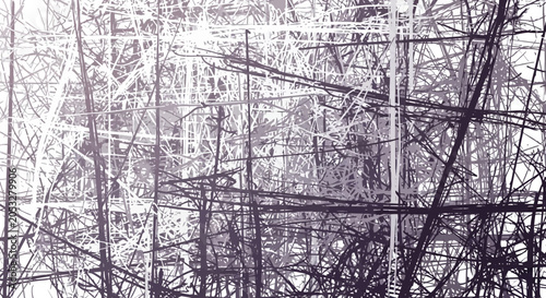 Abstract Purple and White Chaotic Lines and Scaffolding Texture Digital Background Graphic