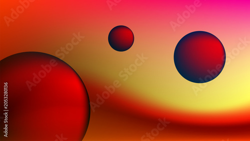 red planet space illustration with yellow red gradient mesh abstract background