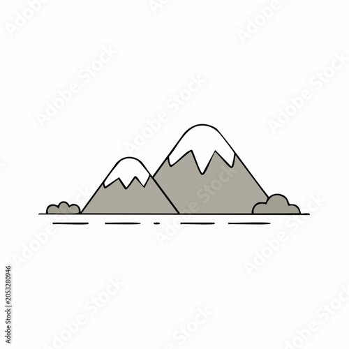 Simple illustration of snow-capped mountains