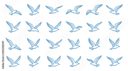 Bild auf Leinwand Seagull Animation Frames - Flying Bird Sequence