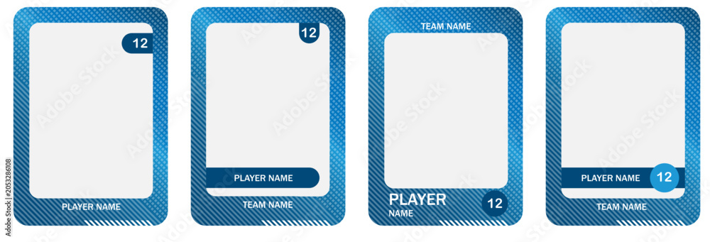 Fototapeta premium Set of baseball trading card designs with retro frame elements, stitched accents and customizable photo placeholders.