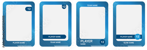 Set of baseball trading card designs with retro frame elements, stitched accents and customizable photo placeholders.