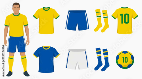 Brazilian Football Uniform and Equipment Collection