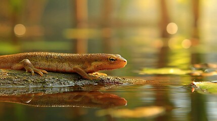 Tranquil Newt by the Water's Edge