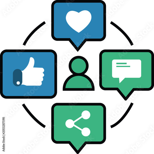 Social Media Engagement and User Interaction Vector Icon