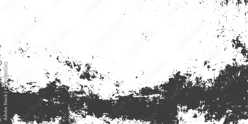 Fototapeta premium Black and White Distressed Grunge Texture Vector Background with Abstract Splatters