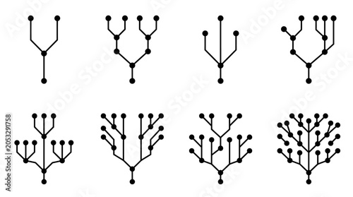 Obraz na plátně Abstract branching structures, generation, growth, network, data visualization
