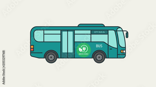 Eco friendly city bus illustration representing sustainable public transportation and clean mobility