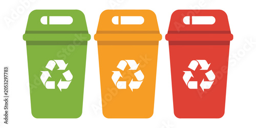 Recycle Bin Icon Vector clean colored waste sorting bins for eco friendly waste management recycling concept environmental awareness sustainability graphics