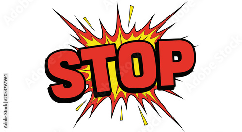 Canvas Print Stop Sign Comic Style Burst