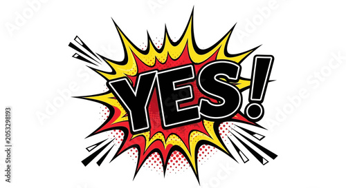 Εκτύπωση καμβά YES! Comic Book Speech Bubble, Pop Art Explosion, Positive Affirmation, Agreemen