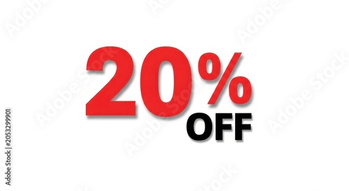 A bold red and black discount advertisement on a white background