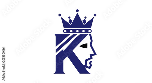 Photos King letter k logo design with crown illustration for branding