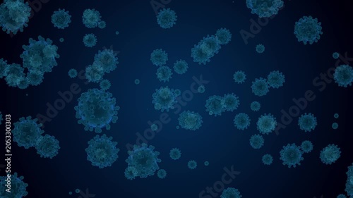 4K. Covid virus Animation slowly falling on a green screen. Covid virus fall on chroma key background.