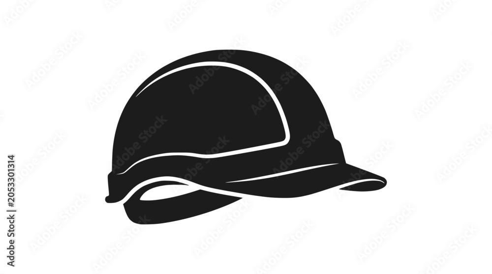 Fototapeta premium Angled side view of black construction safety helmet.