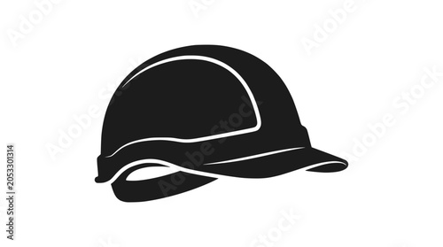 Fotografie Angled side view of black construction safety helmet.