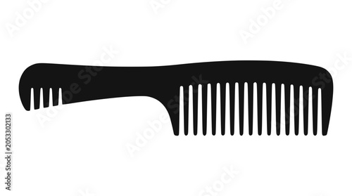 Black hair comb silhouette on a dark background.