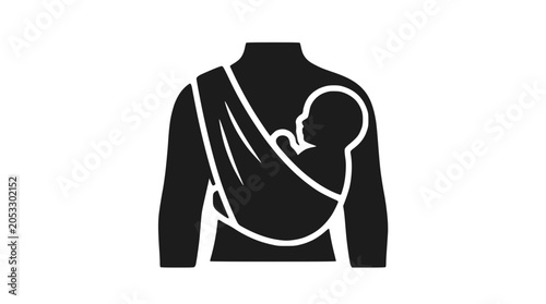 Black icon of a soft baby sling wrap.