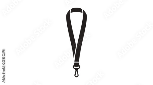 Bild auf Leinwand Black lanyard strap with a swivel metal clasp hook.