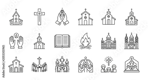 Schilderij op canvas Christianity religious symbols and churches.
