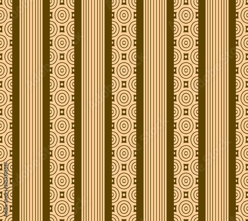 Intricate geometric carving on beige wooden panels with circular patterns