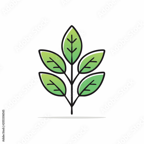 Stylized Green Leaf Branch Icon