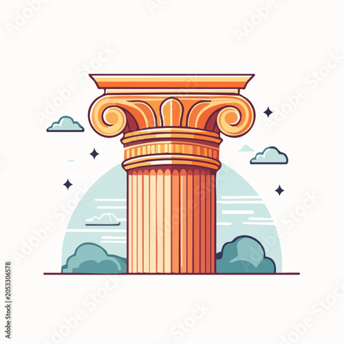 Stylized Ionic Column Illustration
