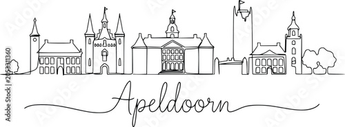 Bild auf Leinwand Apeldoorn Netherlands Continuous One Line Drawing Vector Illustration, Hand Draw