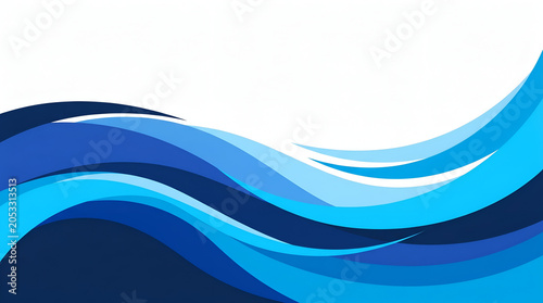 Background blue abstract waves flowing on white surface, wave, blue, abstract, vector, water