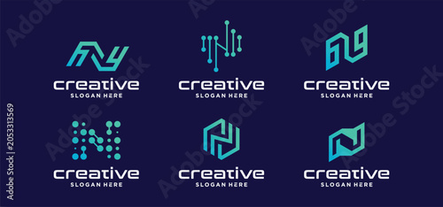 Modern Letter Z Technology Logo Collection  Futuristic Initial Z Digital Monogram Vector Set