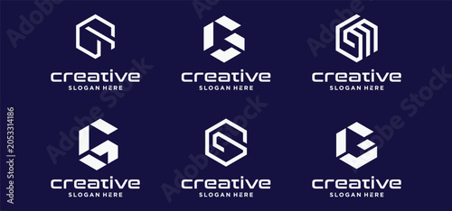 Modern Letter G Technology Logo Collection  Futuristic Initial G Digital Monogram Vector Set