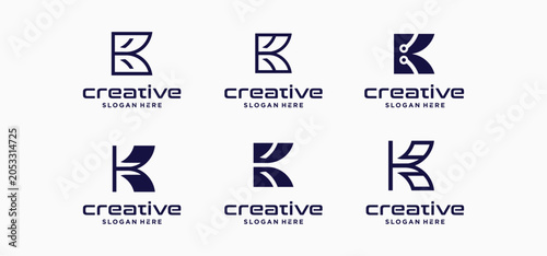 Modern Letter K Technology Logo Collection  Futuristic Initial K Digital Monogram Vector Set