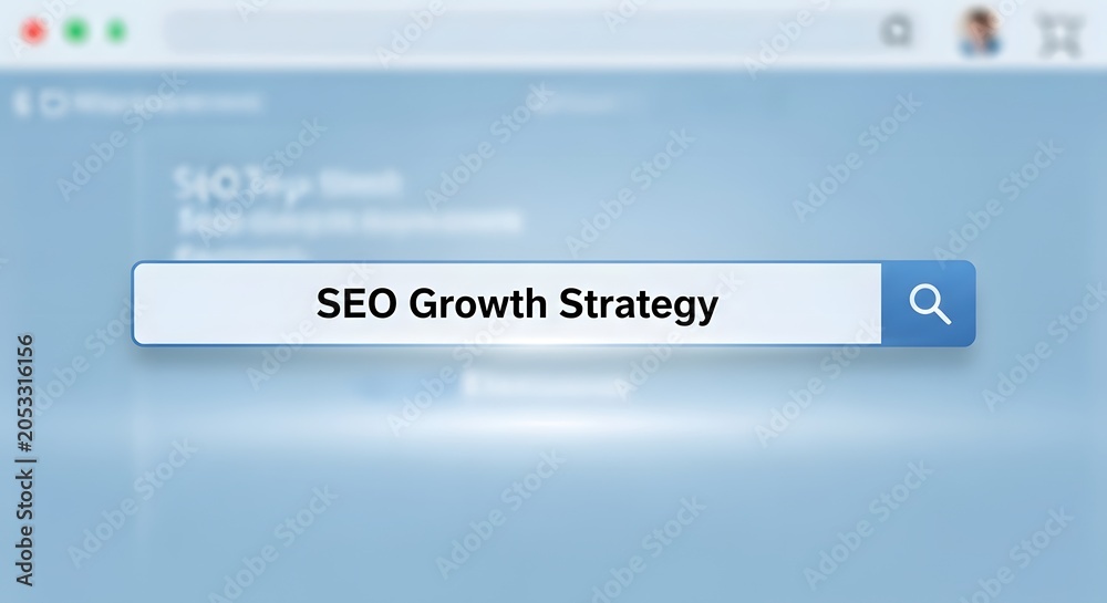Naklejka premium SEO Growth Strategy Concept For Search Engine Optimization And Digital Marketing Success