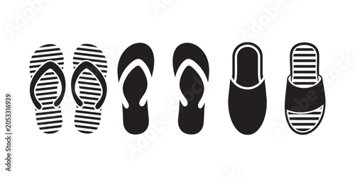 Εκτύπωση καμβά Summer Footwear Design with Sandals and Flip Flops for Casual Beachwear Holiday
